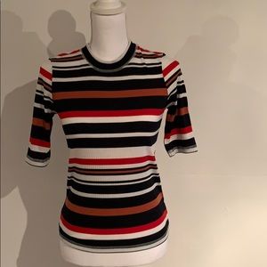 Striped retro high neck t-shirt